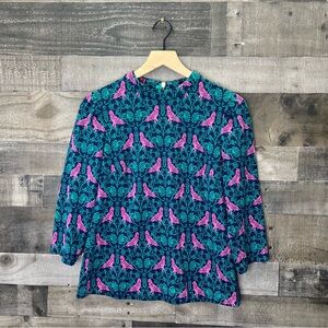 Boden Aria Jersey Jacquard Top Bird Print J0720